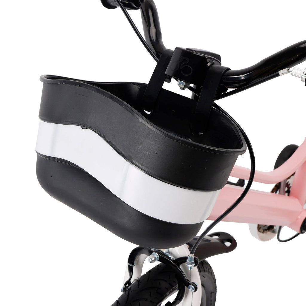 18" Kids Bike for Boys and Girls with auxiliary wheels & Rack Pink