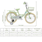 18 Inch Girls Bicycle with Training Wheels, Carrier Rack and Storage Basket in Green
