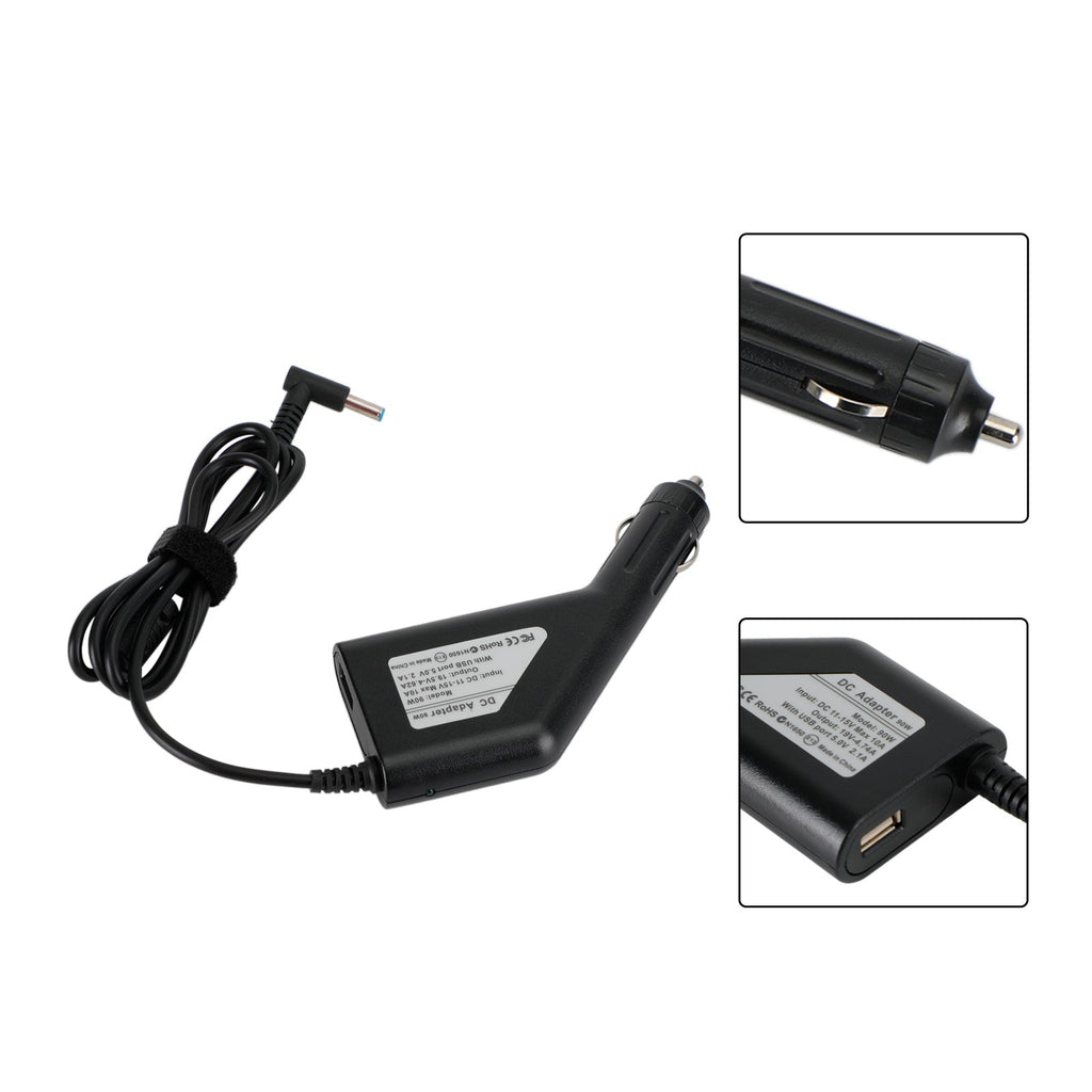 19.5V 4.62A DC Power Adapter Car Charger for HP Envy 14/15 Laptop Computers