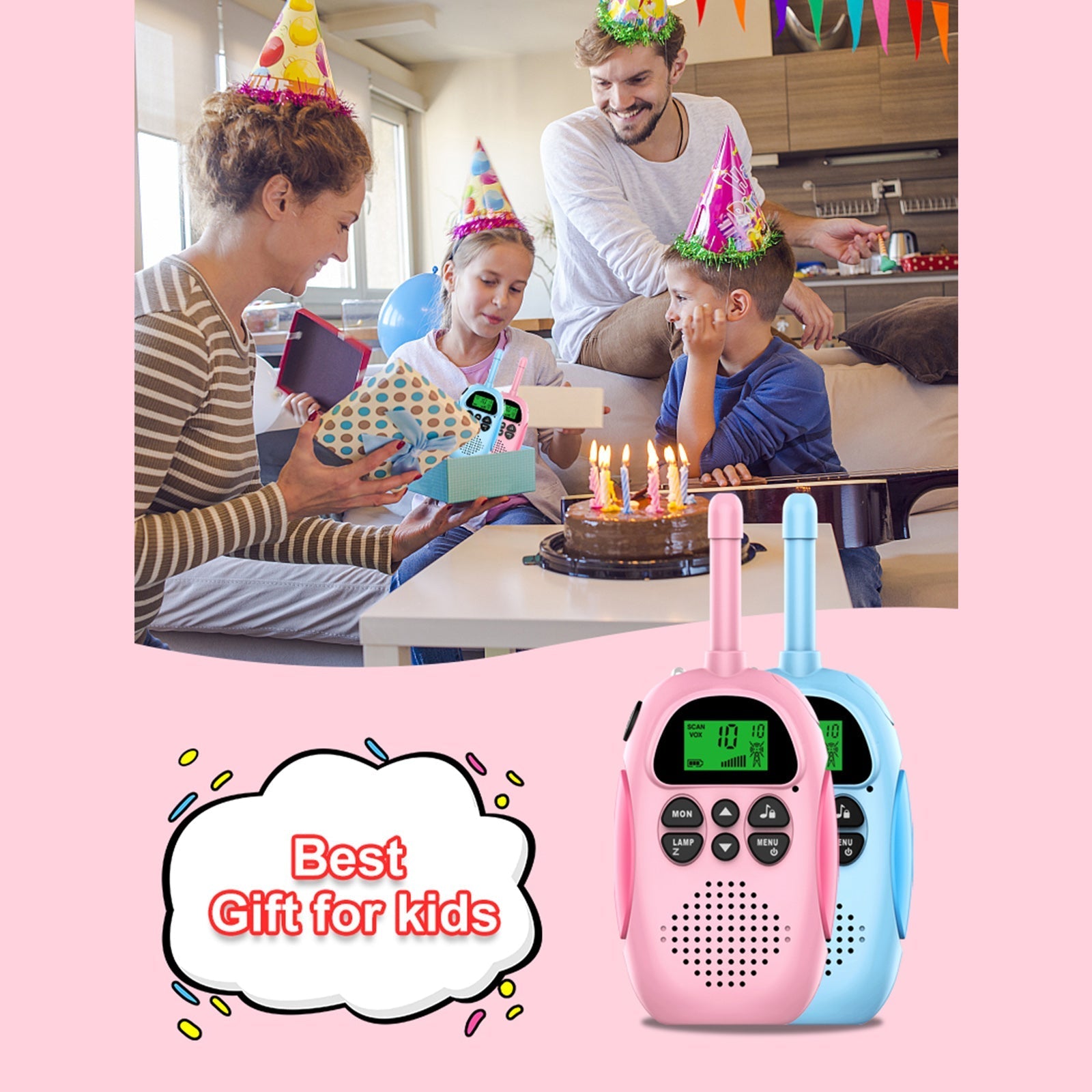 2 Pack Handheld Kids Two Way 22 Channel Walkie Talkies 3 KM Communication Range