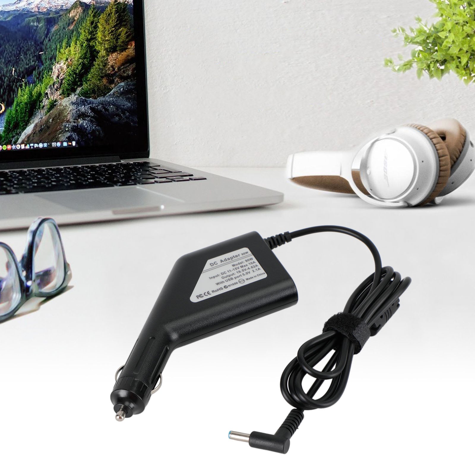 19.5V 4.62A DC Power Adapter Car Charger for HP Envy 14/15 Laptop Computers