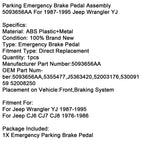 1987 to 1995 Jeep Wrangler YJ OEM Parking Brake Emergency Pedal Assembly 5093656AA
