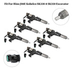 Hino J08E Kobelco 3.8 4.7L Diesel Engine 6 Piece Fuel Injector Set 095000-6593