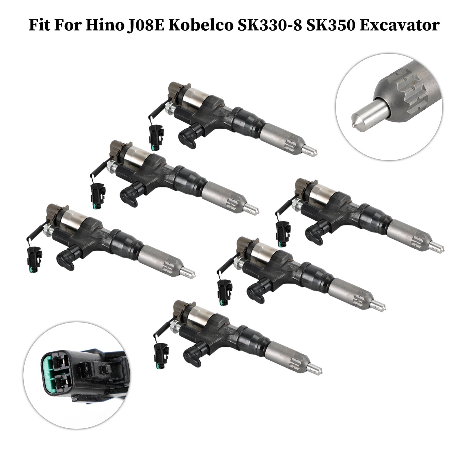 1984-2018 Hino J08E 3.8 4.7L Kobelco Diesel 6 Fuel Injectors 095000-6593