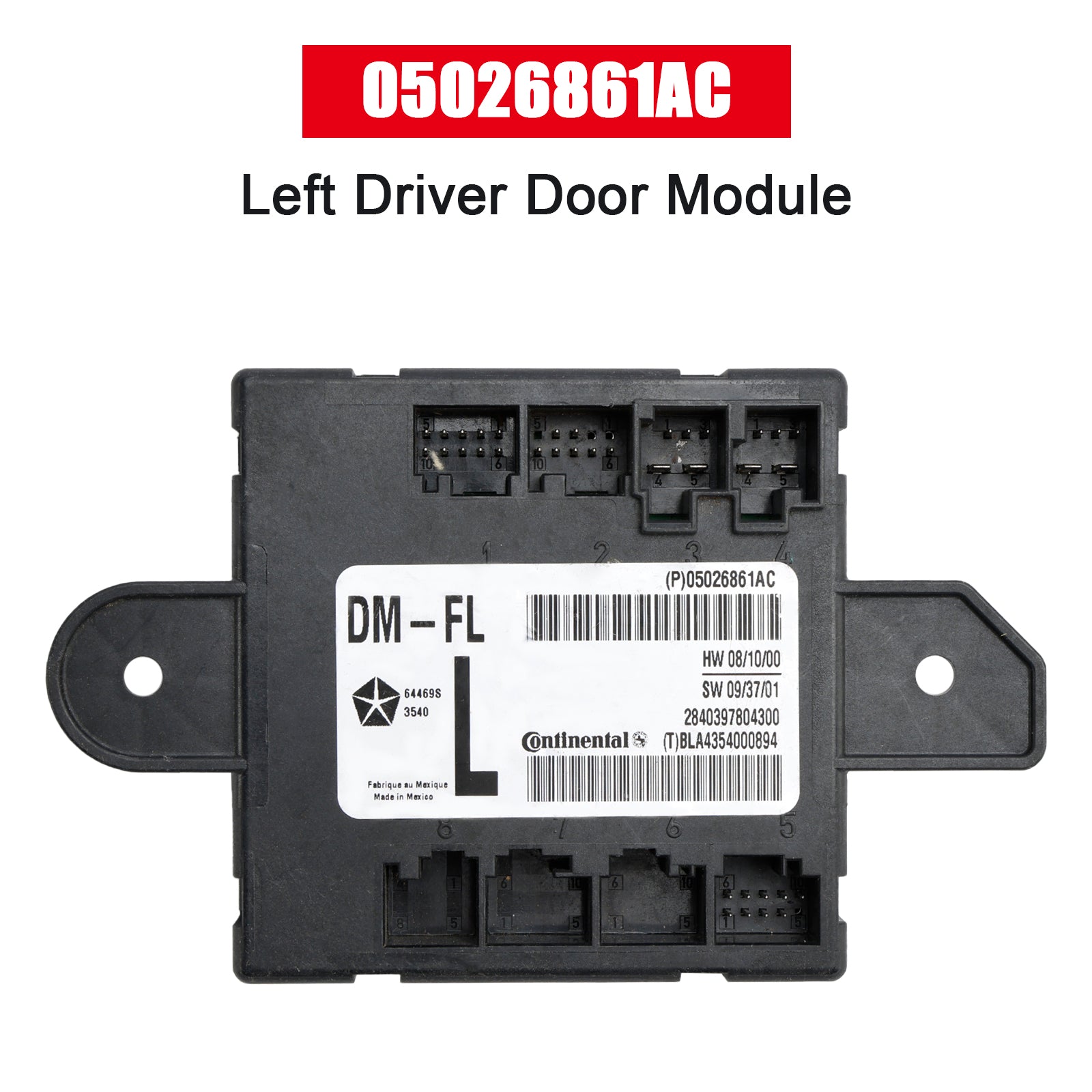 05026861AC Front Driver Door Control Module Compatible with 2007-2020 Chrysler Dodge