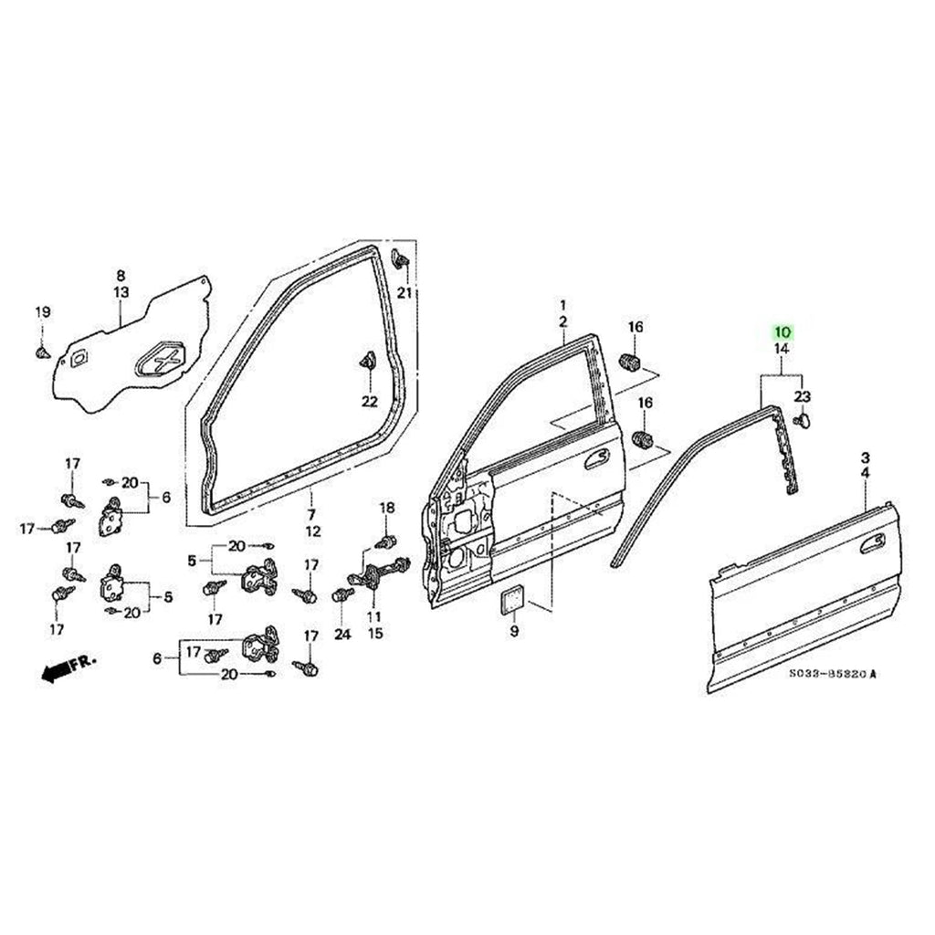 1996 1997 1998 1999 2000 Honda Civic EK Series Door Sub Seal Rubber Pair
