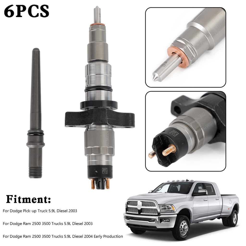 2003-2004 Dodge Ram Heavy Duty 2500 3500 Pickup 5.9L Diesel Common Rail Injector 0445120255 Single or 6-Pack