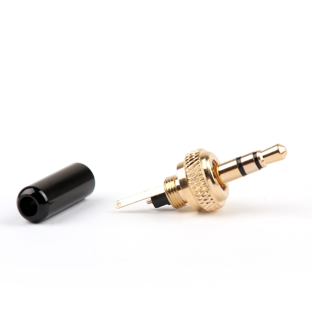 Mini 3.5mm Gold Plated Screw Lock Stereo Jack Plug for Sennheiser Black