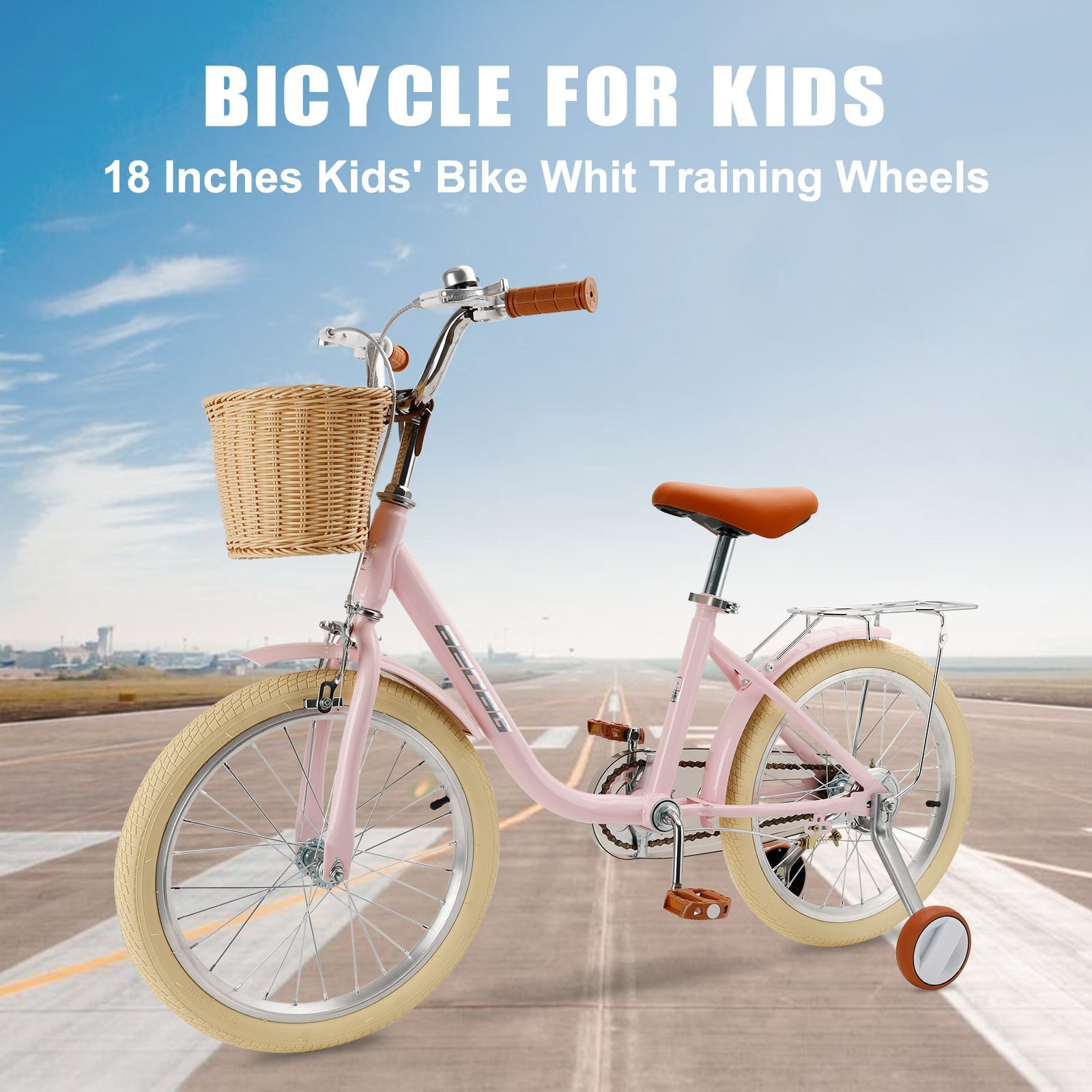 18 Inch Child's Bicycle with Basket for 7-9 Year Old Boys and Girls