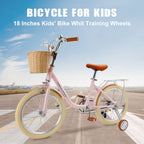 18" Child's Bicycle for 7-9 Year Old Kids Boys Girls Featuring Basket