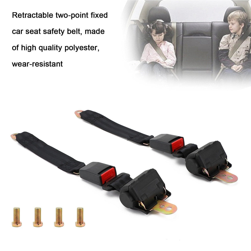 2 Pack Universal Car Safety Seat Belt Buckles 2-Point Retractable Adjustable Generic Fit