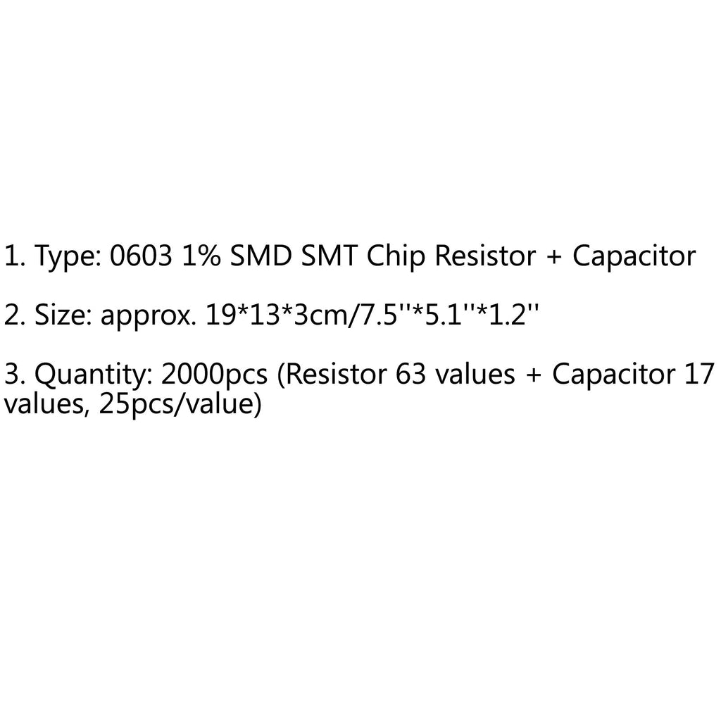 0603 1% SMD Resistor and Capacitor Component Sample Collection 63 Resistor Values 2000PCS 17 Capacitor Values
