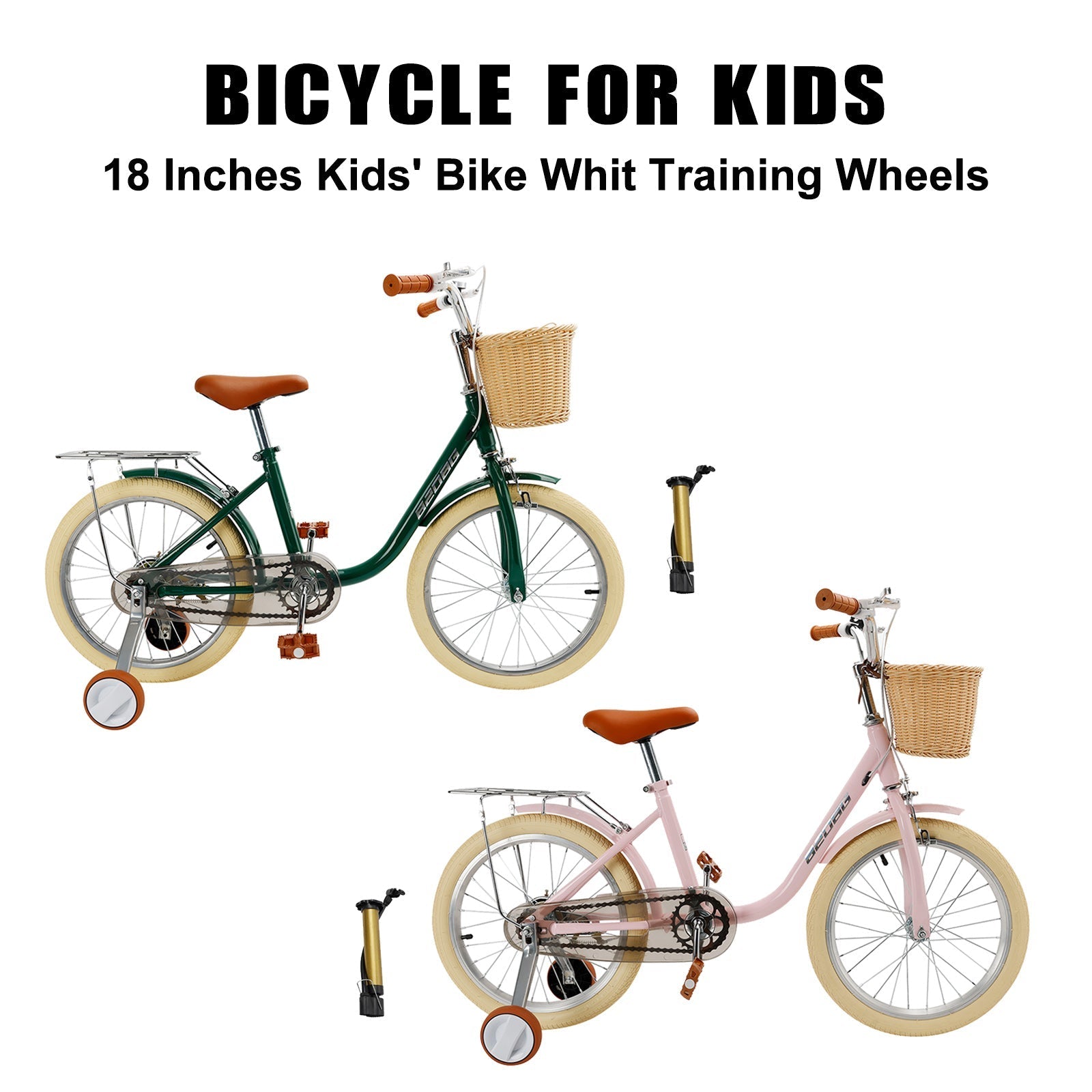 18" Child's Bicycle for 7-9 Year Old Kids Boys Girls Featuring Basket