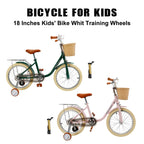18 Inch Child's Bicycle with Basket for 7-9 Year Old Boys and Girls