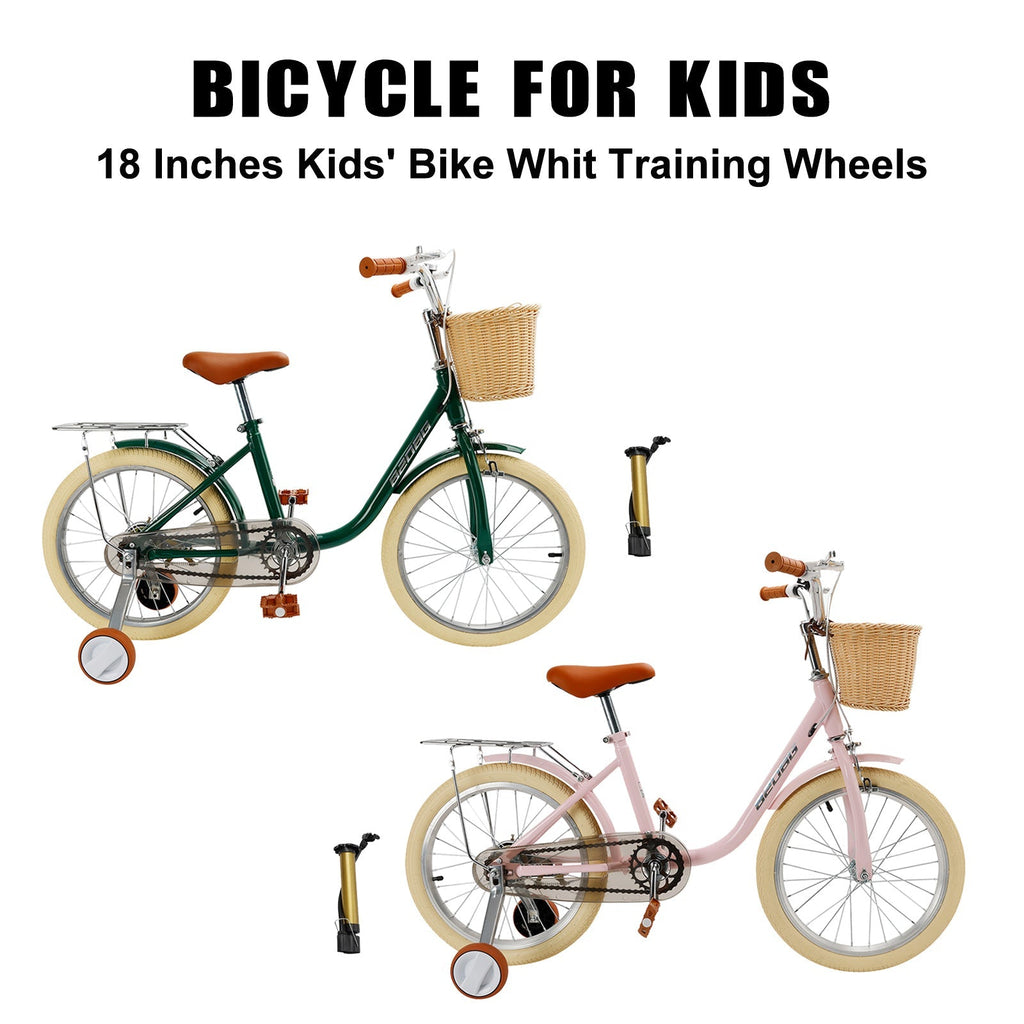 18 Inch Children's Bike for Boys and Girls Ages 7-9 with Front Basket