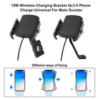 15W Universal Wireless Phone Charge Mount QC3.0 Bracket for Moto Scooter BlackB Generic