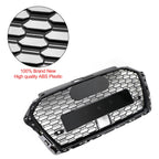 17-19 Audi A3 S3 RS3-Style Honeycomb Front Grille with ACC Gloss Black