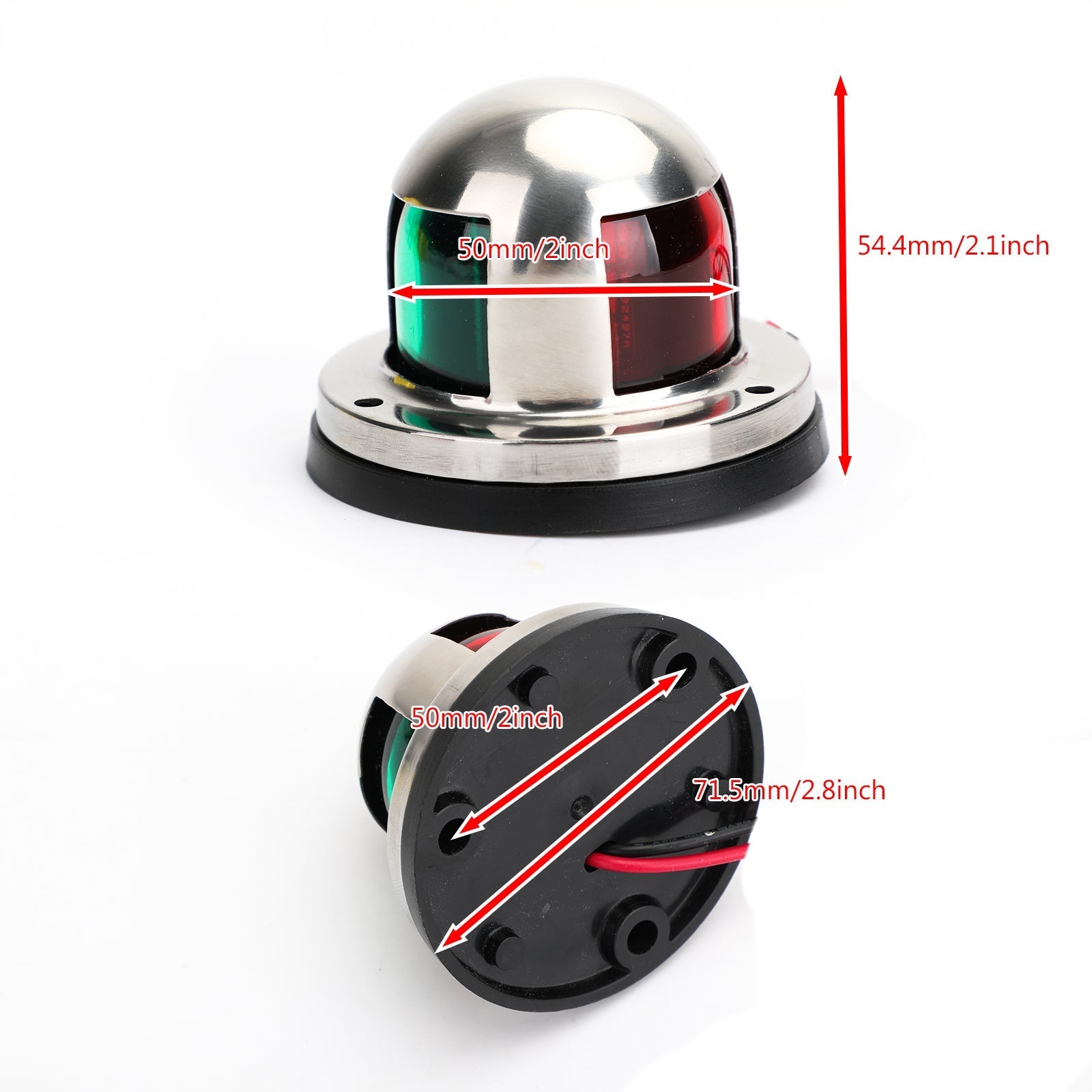 12V LED Bow Navigation Lights 2 in 1 Stainless Steel Marine Yacht Pontoon