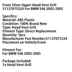 BMW E46 2002 2003 2004 2005 Front Silver Hood Upper Vent Grill 51137075324