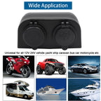 12V/24V Dual Socket Cigarette Lighter Charger Panel with 2 Hole Installation for Vehicles and Marine Use