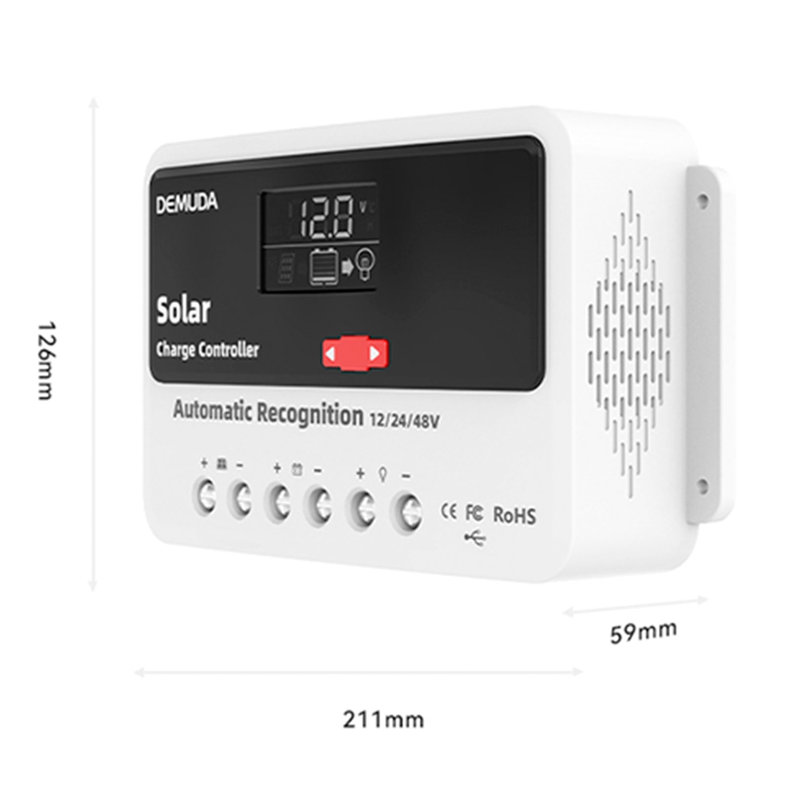 10A-60A PWM Solar Charge Controller 12V 24V 48V Iron Phosphate Battery