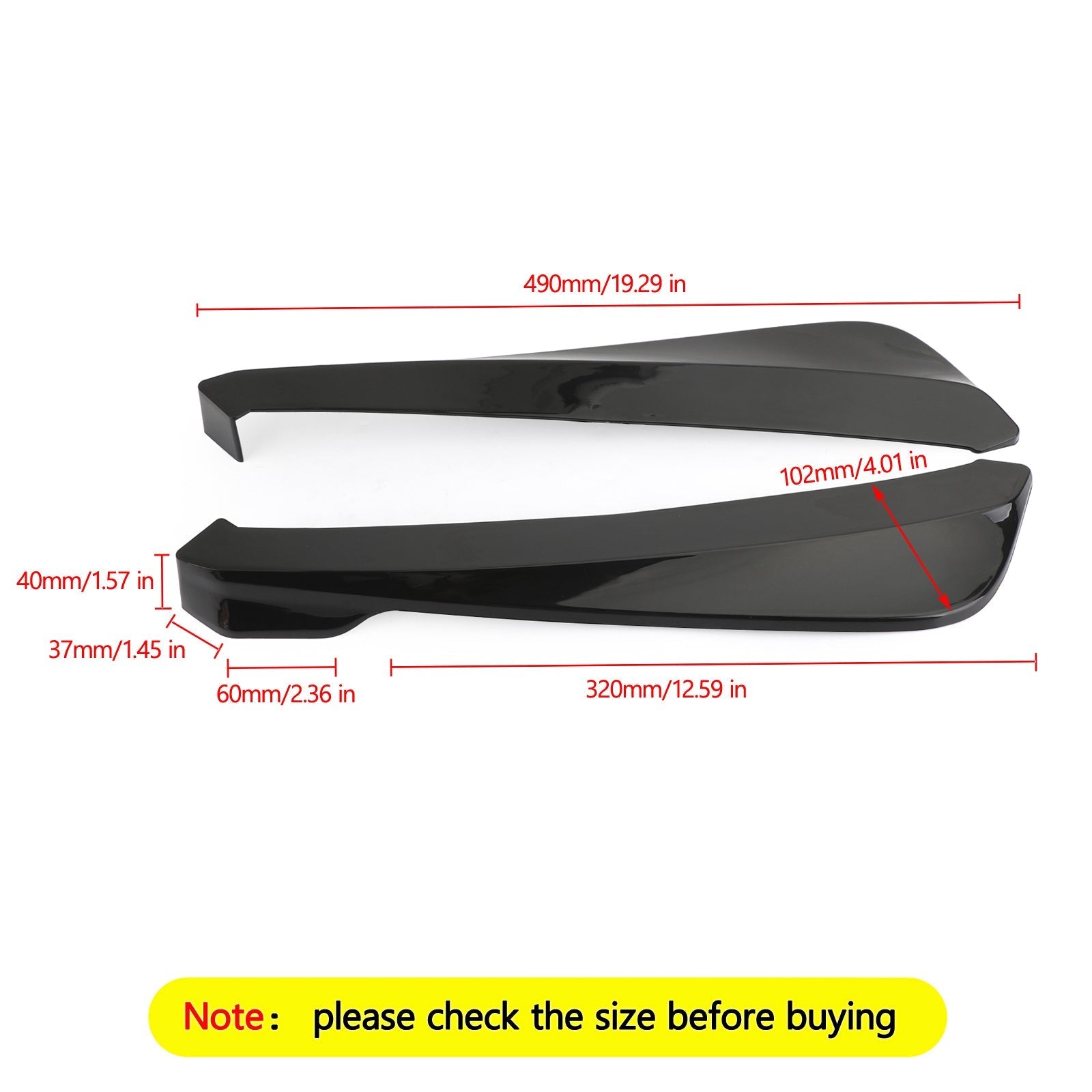 19 Inch Generic Rear Bumper Splitter Canard Diffuser Fin Spoiler Lip Valence Gloss Black