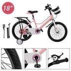 18" Youth Bike with Kickstand, Training Wheels and Baggage Rack - Pink