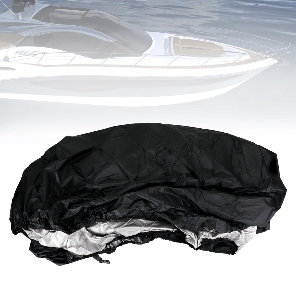 14 to 16 Foot V-Hull Fishing Boat Trailerable Cover Black Waterproof Heavy Duty