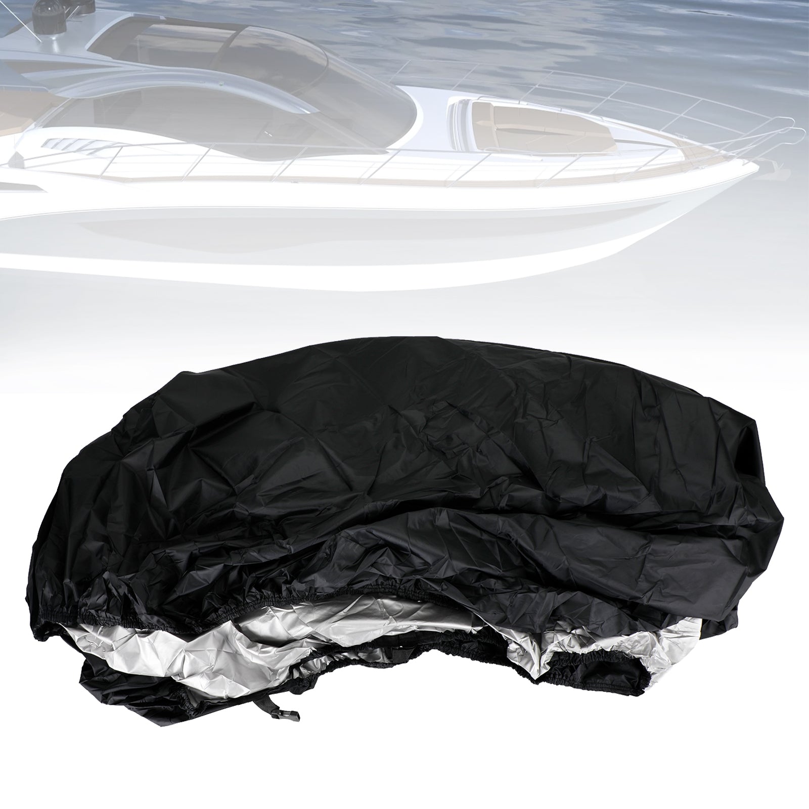 14 to 16 Foot V-Hull Fishing Boat Trailerable Cover Black Waterproof Heavy Duty