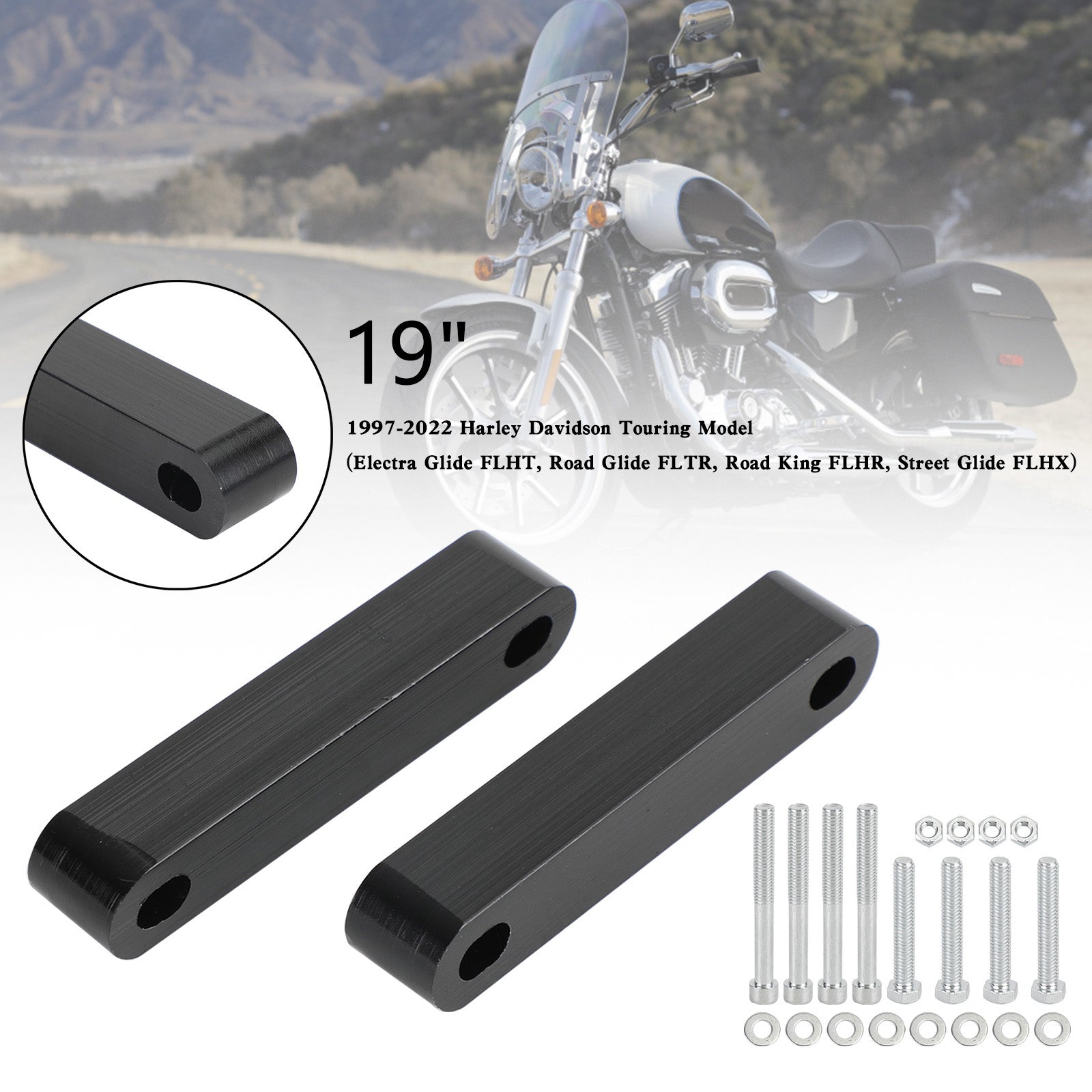 19 21 23 Inch Front Fender Spacer Kit Compatible with 1997-2022 Touring Electra Street Glide Road