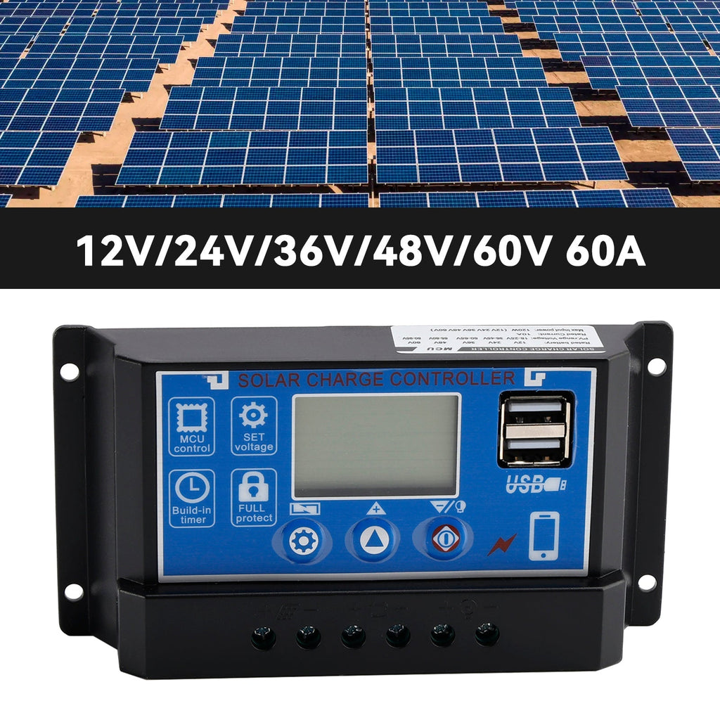0V Start PWM Solar Charge Controller 12V to 60V Display Current Street Light Control