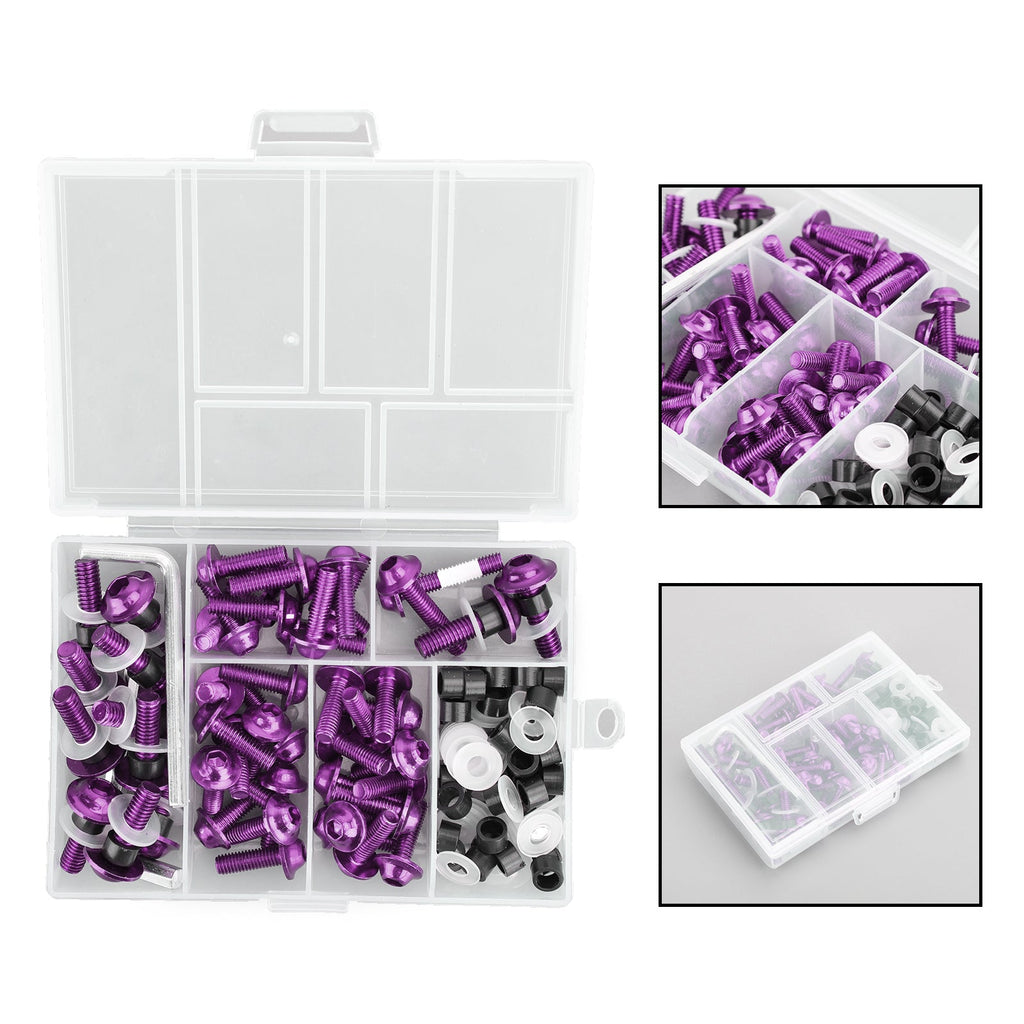 158x Motorcycle Windscreen Fairing Hardware Kit Purple Sportbike Clip Screw Bolt Fasteners