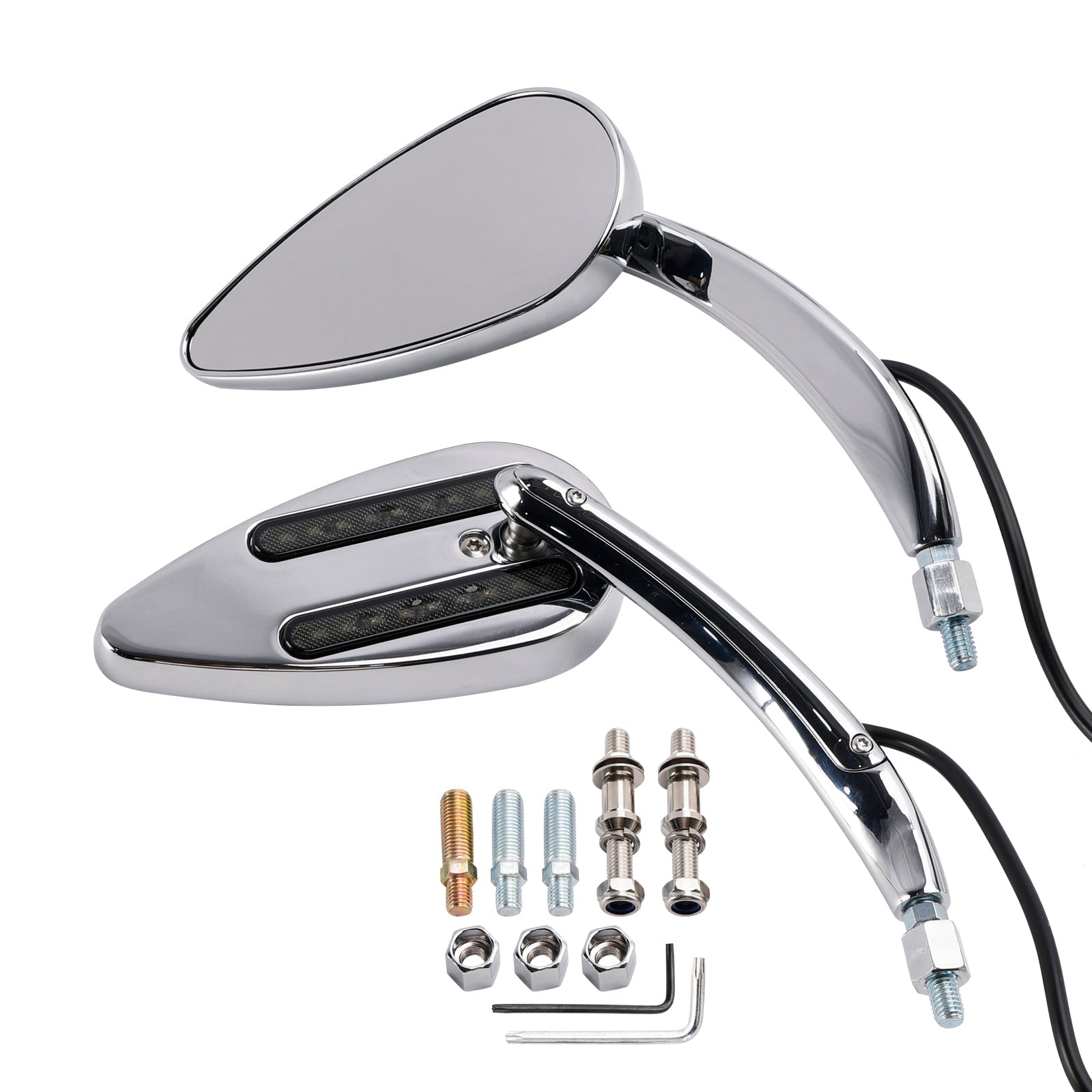 1990-2021 Harley Electra Street Road Glide Chrome LED Turn Signal Mirrors