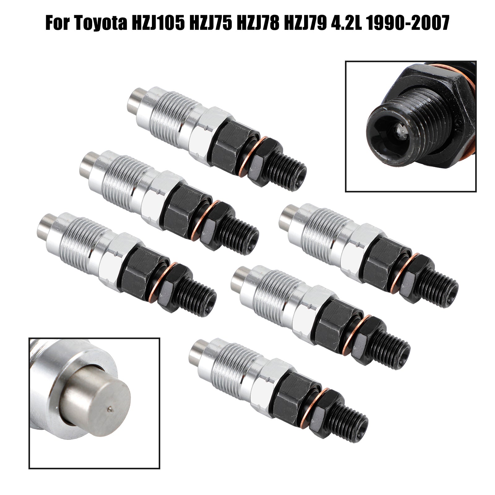 Toyota HZJ Series 6-Piece Fuel Injector Set 23600-19075 for 1990-2007 Models