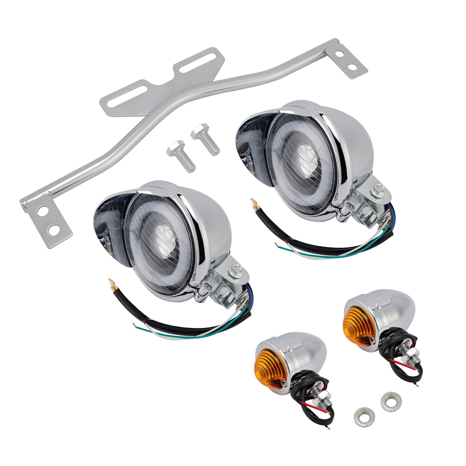 22 Headlight Lamp Spotlight Universal Coler Switch Fits Chrome For Motorcycle