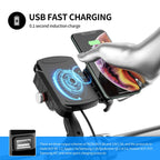 15W Universal Wireless Phone Charge Mount QC3.0 Bracket for Moto Scooter BlackB Generic