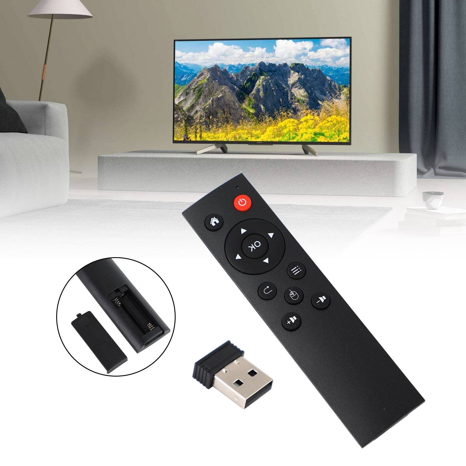 2.4GHz USB Wireless Mini Keyboard Air Mouse Remote for Smart TV and HTPC Devices