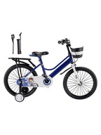 18" Junior Bike with Stabilizer Wheels and Carrier Rack for Boys and Girls - Dark Blue