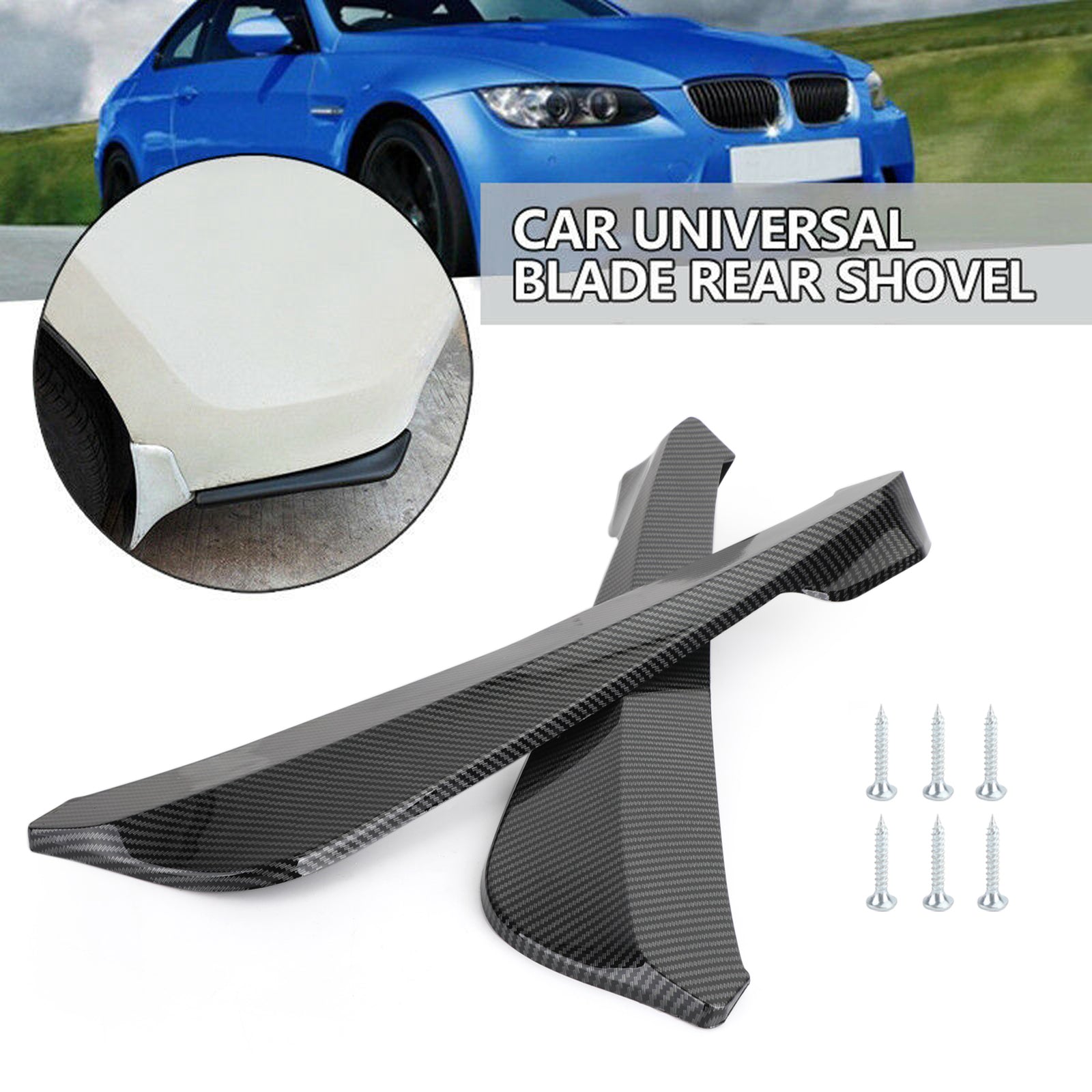 19 Inch Rear Bumper Canard Fin Splitter Diffuser Valence Spoiler Lip Carbon Fiber Generic