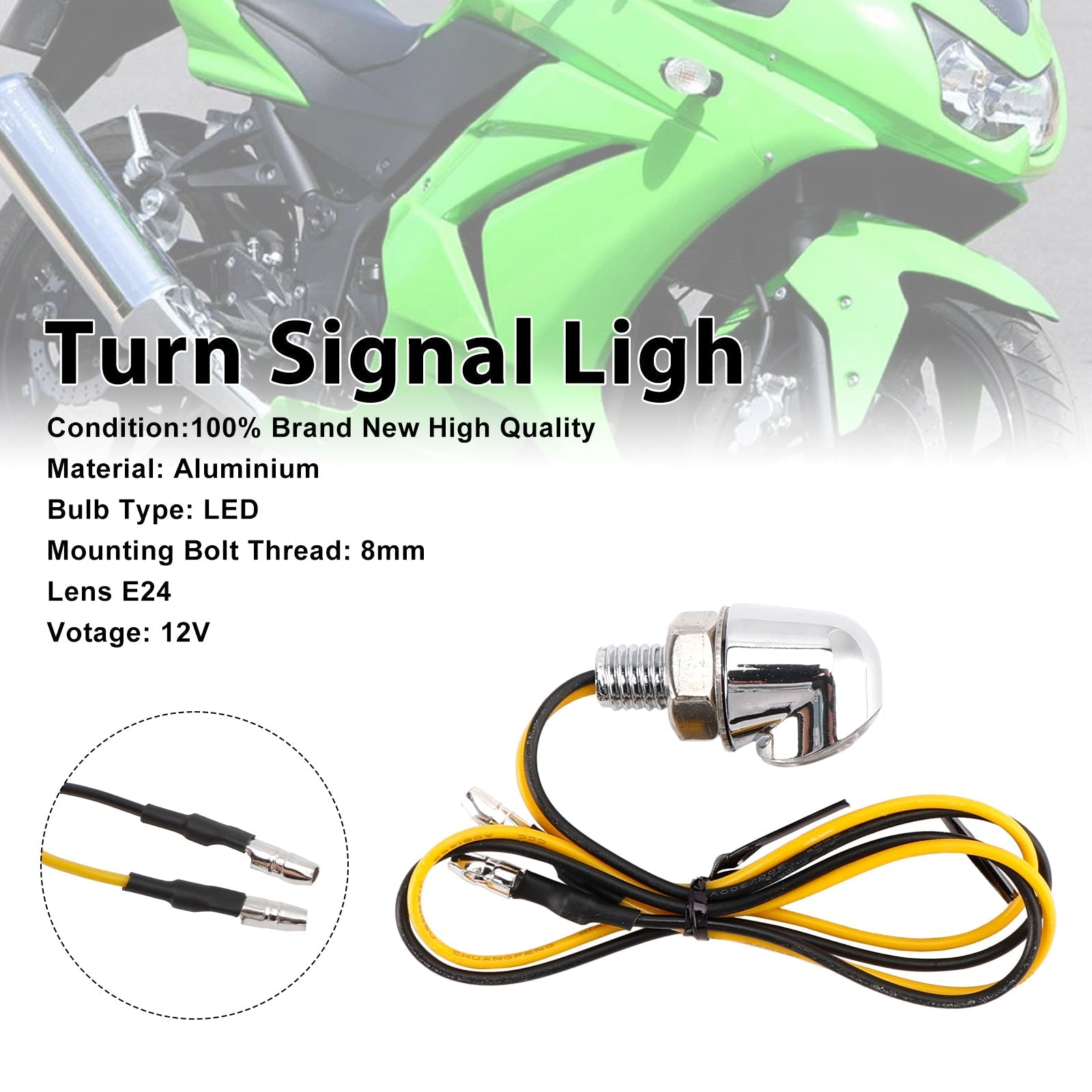 12V Universal Honda Motorcycle 8mm LED Turn Signal Light Indicator