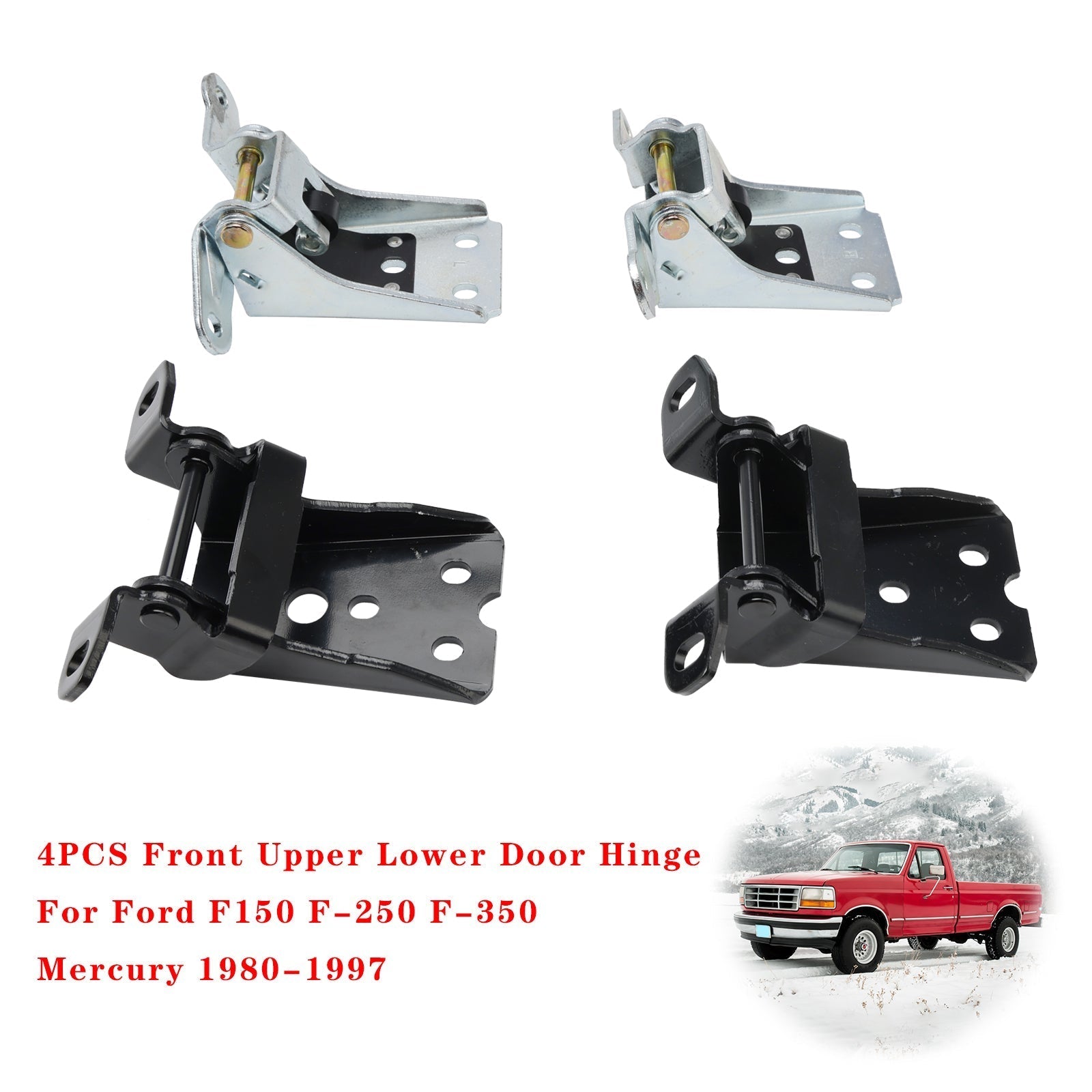 Upper Lower Front Door Hinge Kit 4PC for 1980-1996 Ford Bronco 925-066