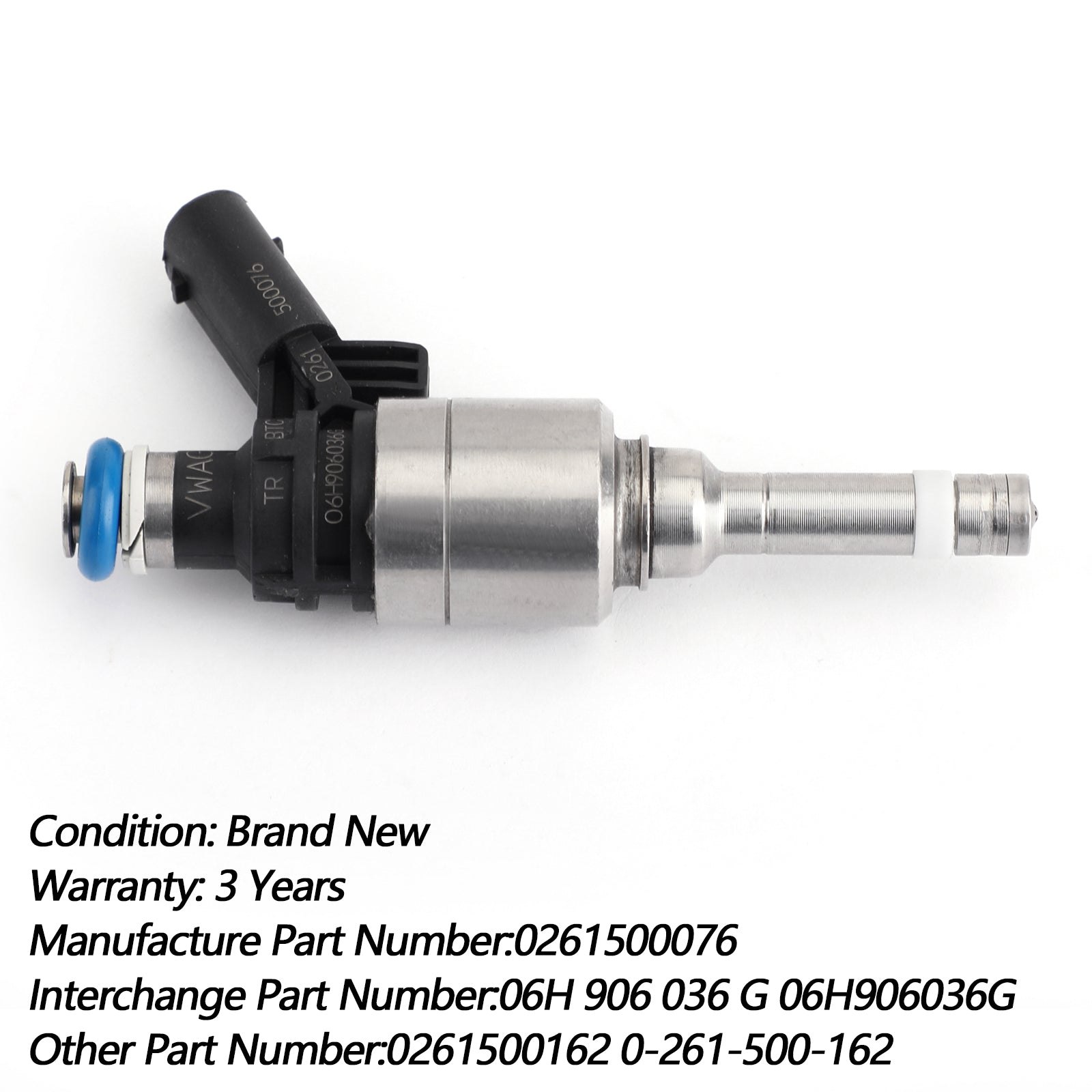 Single Fuel Injector Compatible with Audi A4 A3 A5 TT VW T5 Eos CC 2.0 Turbo Engine 0261500076