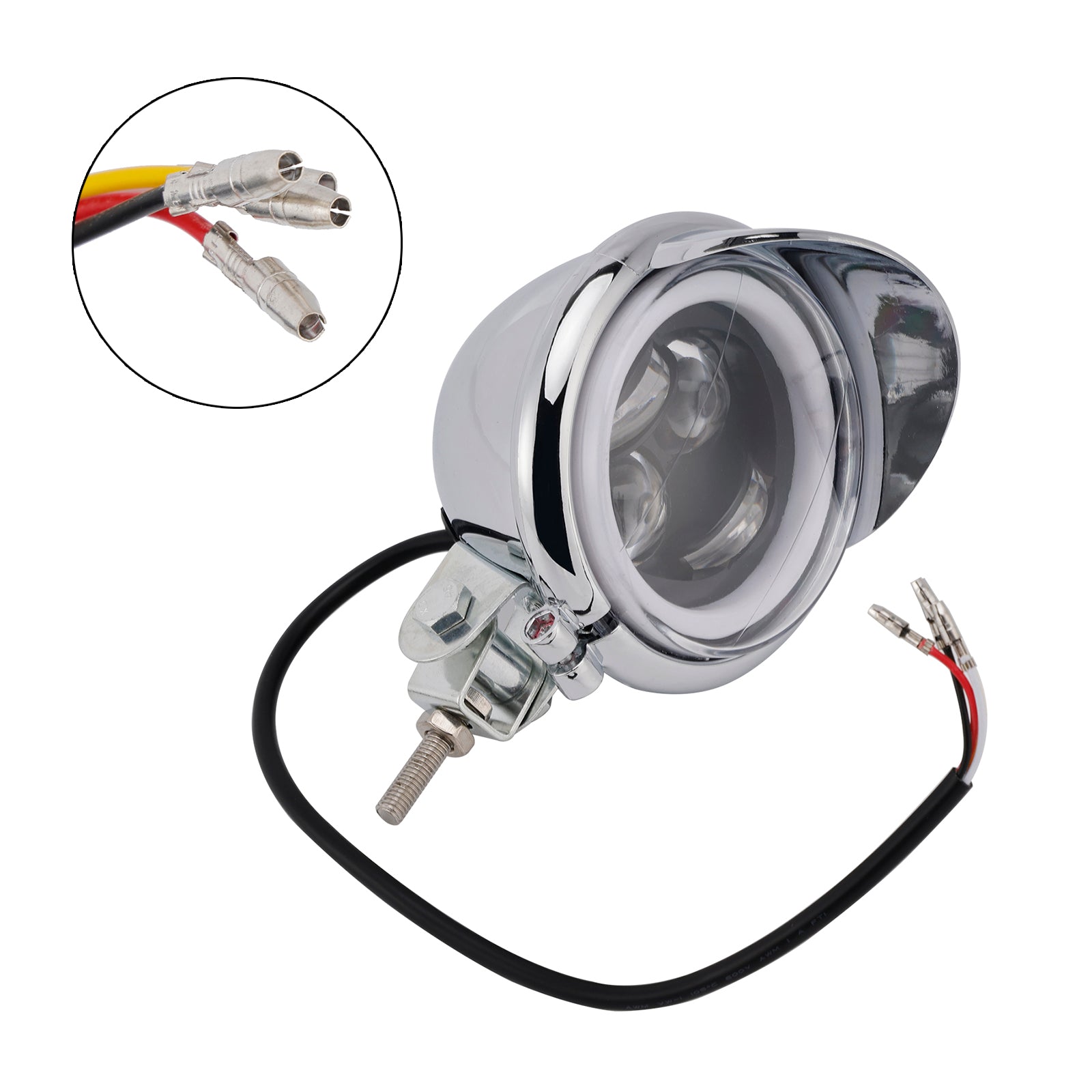 Chrome Motorcycle Universal Headlight Lamp 62 with Color Switch Spotlight