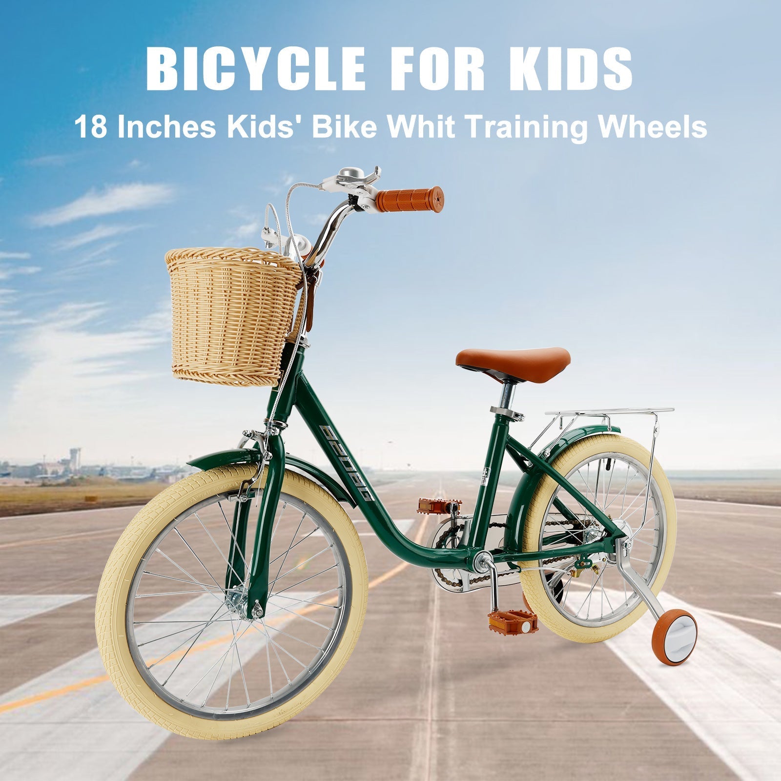 18 Inch Children's Bike for Boys and Girls Ages 7-9 with Front Basket