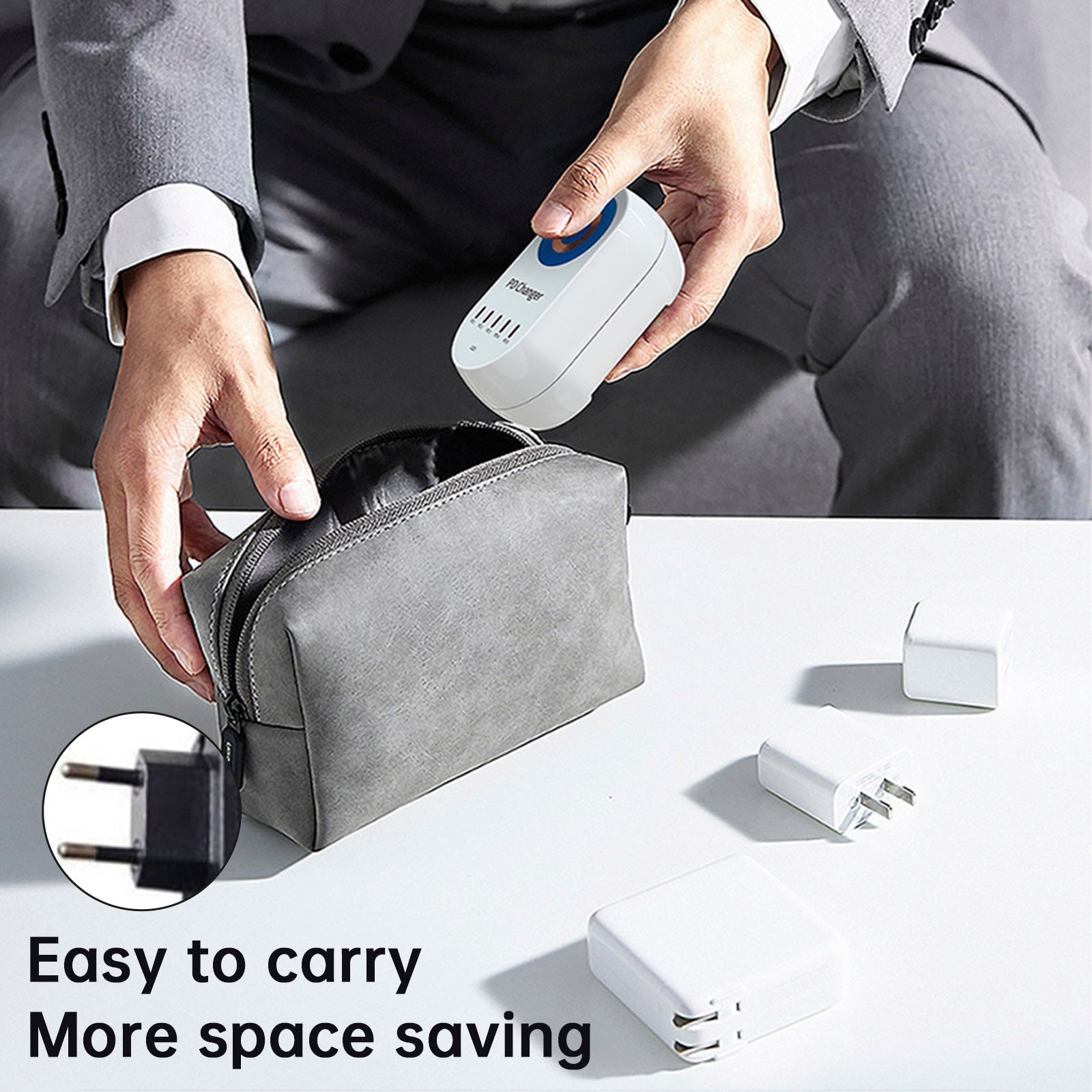 140W Power Delivery Multi-Port Fast Charger with Magnetic Wireless Charging for Laptops and Smartphones EU