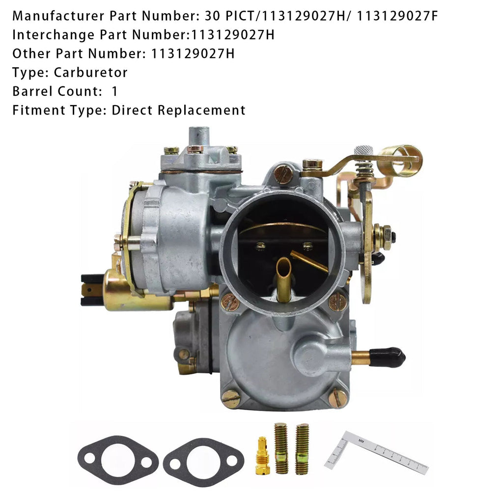 1956-1966 Volkswagen Karmann Ghia 30 PICT-1 Carburetor 1 Barrel 113129027H 113129027F
