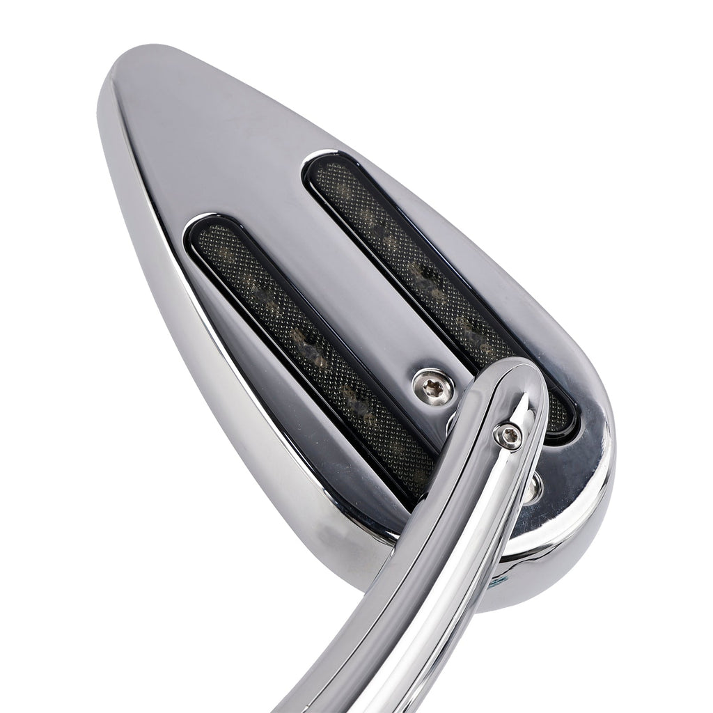 Chrome LED Turn Signal Mirrors with Custom Design for 1990-2021 Electra Street Road Glide