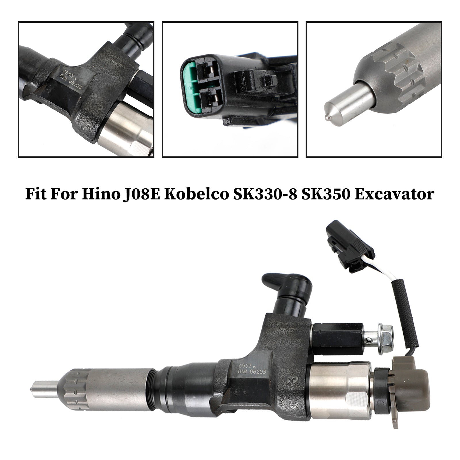 095000-6593 Diesel Fuel Injector for Hino J08E Kobelco 3.8 4.7 1984-2018 Single Unit