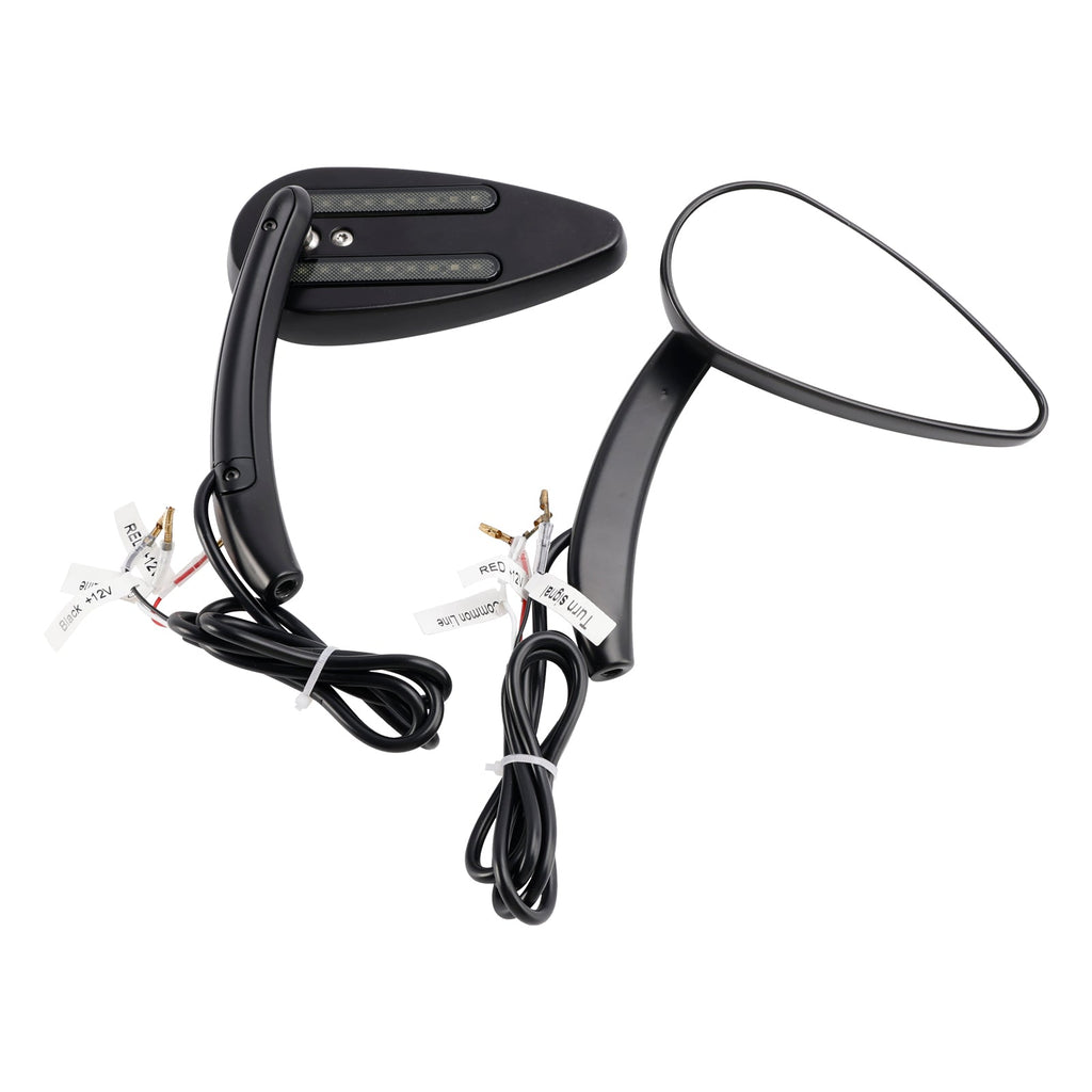 Black LED Turn Signal Mirrors with Custom Dynamics Technology for 1990-2021 Sportster 883 1200