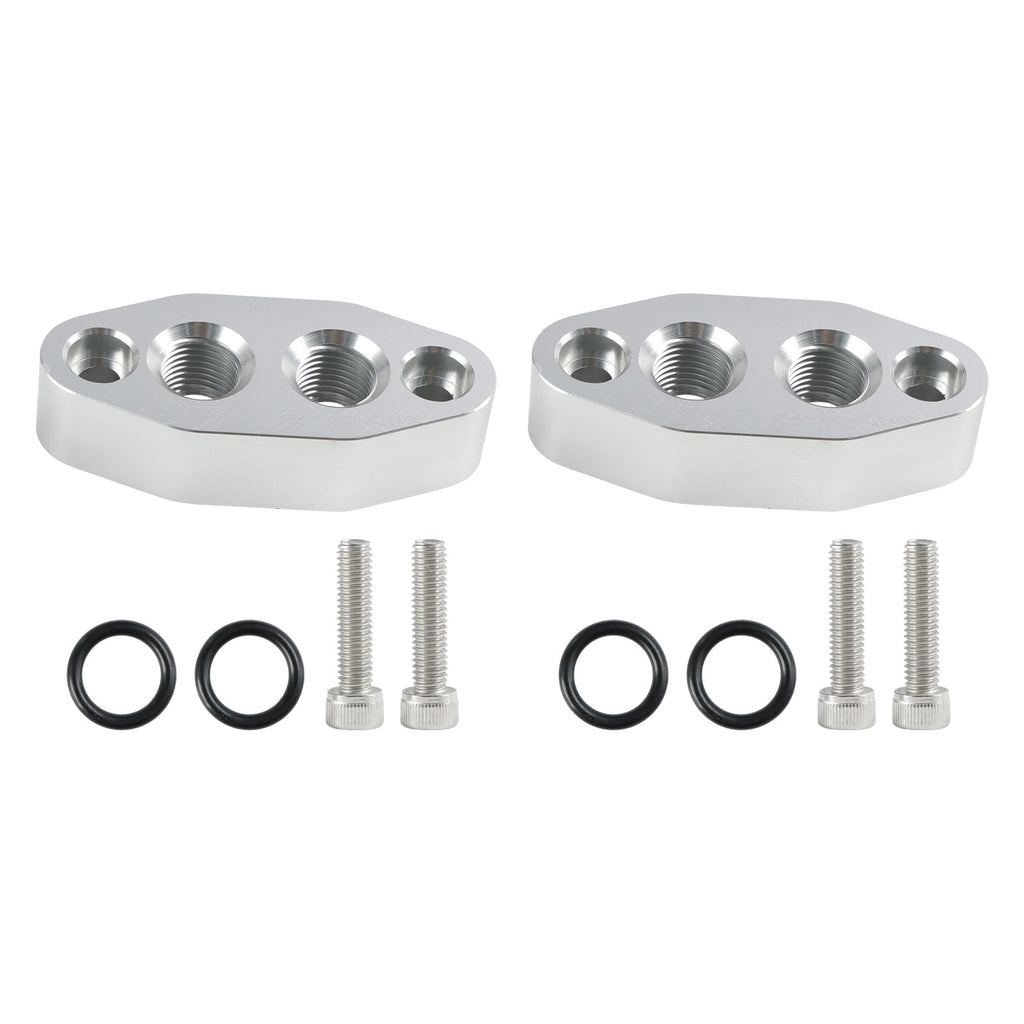 Dual Oil Cooler Adapter Plates -6AN ORB Thread In/Out Ports for LS1 LSX LS2 LS3 LS Engines